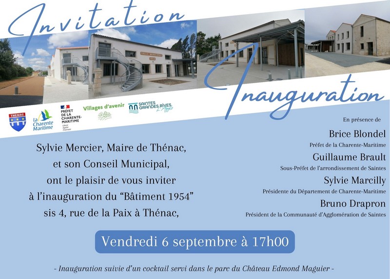 Invitation inauguration 6 sept Thénac 17