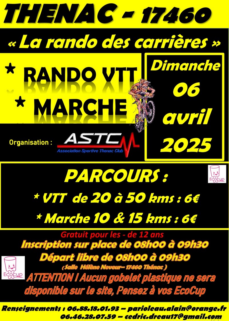 Affiche rando marche et VTT 6 avril Thénac17